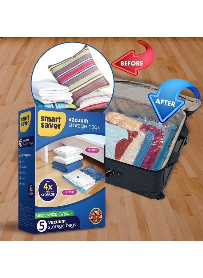 Smart Saver 5 Pack (NO HANDPUMP INCLUDED) Medium Size Reusable Ziplock Vacuum Storage Space Saver Bags for Clothes, Blankets, Quilts, Home Organising, under bed storage solutions - Image 2