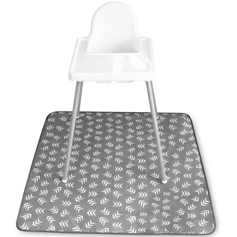 S&T INC. Baby Splat Mat for Under High Chair, Water Resistant Floor Mat, 42 Inches by 42 Inches, Grey Scatter - Image 1
