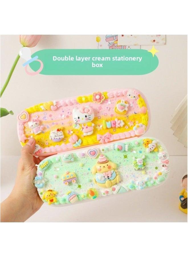 Children's Diy School Supplies Stationery Case Pencil Cartoon Cute Handmade Making Cream Glue Material Package Batch-Specifications:Double-layer Box-up Every Day - Image 4