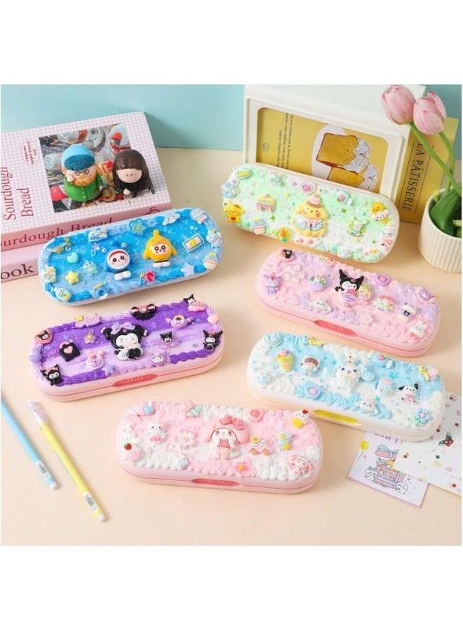 Children's Diy School Supplies Stationery Case Pencil Cartoon Cute Handmade Making Cream Glue Material Package Batch-Specifications:Double-layer Box-up Every Day - Image 2