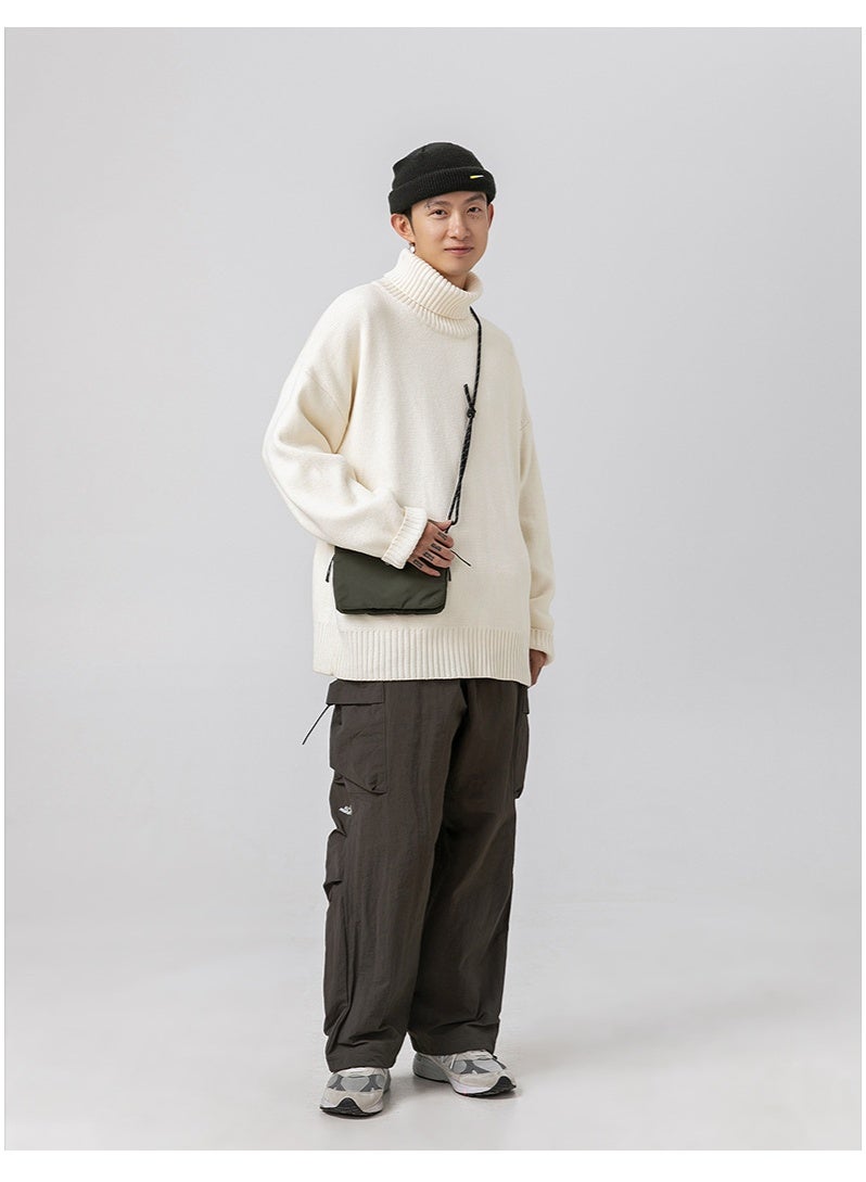 NIBEMINENT Turtleneck Sweater Men Pullover Casual Solid Color Knitted  Sweater Fashion Autumn Winter Men Clothing  Sweater Man - Image 3