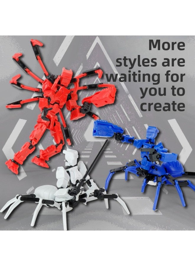 Creative Assembled 13-joint Doll Building Blocks 3D Printing Multi-joint Human Joint Spider Decompression Toy-Color:Assembled Spider + Doll (grey) With Portable Artillery - Image 2