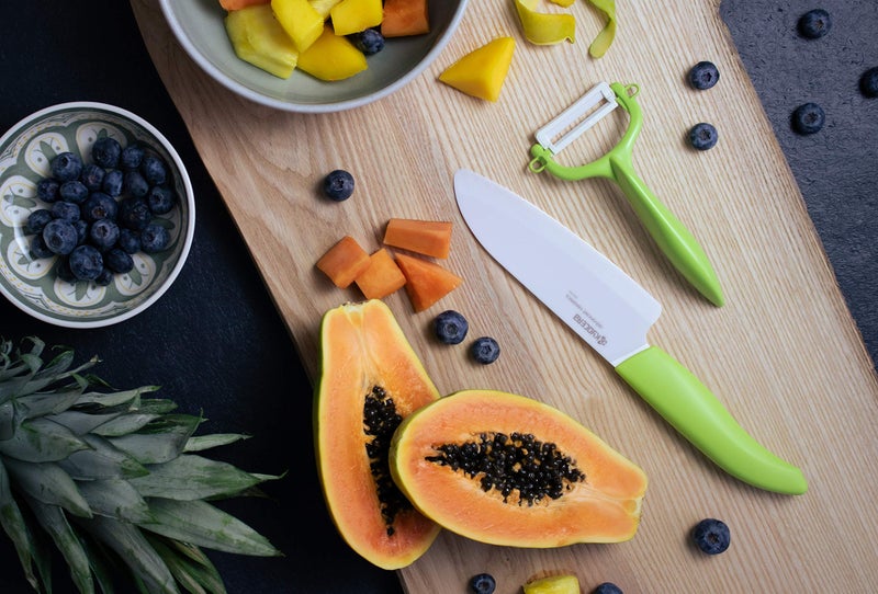 Kyocera Advanced Ceramic Revolution Series 4.5-inch Utility Knife, Green Handle, White Blade - Image 3