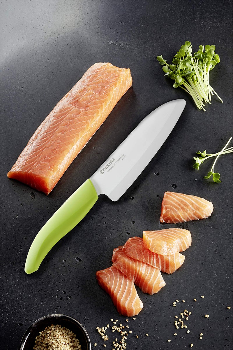 Kyocera Advanced Ceramic Revolution Series 4.5-inch Utility Knife, Green Handle, White Blade - Image 4