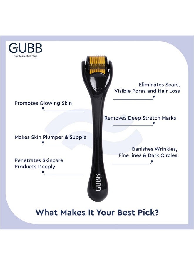 GUBB Hair Growth Derma Roller 0.5 Mm - 540 Titanium Microneedles | Activates Hair Follicles | Reduces Hair Fall | Promotes Hair Thickening | Premium Quality | Effective Scalp Treatment Tool - Golden - Image 3