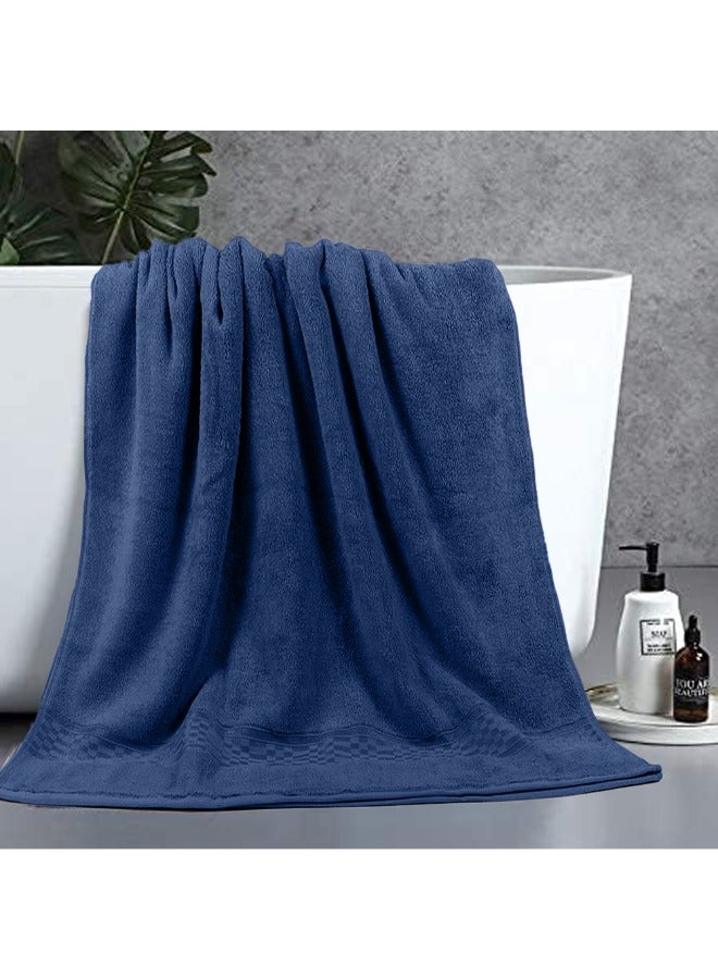 BYFT Home Ultra (Blue) Premium Cotton Hand Towel (50 X 90 Cm-Set Of 2) Highly Absorbent, High Quality Bath Linen With Checkered Dobby 550 Gsm - Image 1