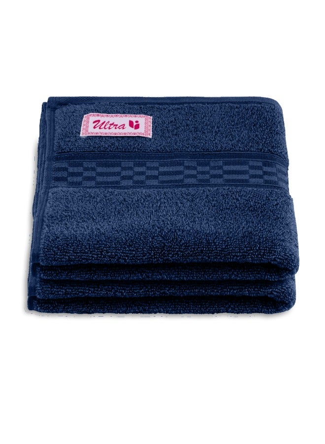 BYFT Home Ultra (Blue) Premium Cotton Hand Towel (50 X 90 Cm-Set Of 2) Highly Absorbent, High Quality Bath Linen With Checkered Dobby 550 Gsm - Image 2
