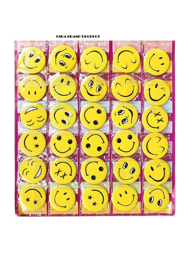 Akki World Multicolour Smiley Emoji Expressions Badge Pins -Set of 30 - Image 1