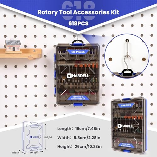 HARDELL 618PCS Rotary Tool Accessories, Rotary Tool Attachment with 1/8" Diameter Shanks, Fits Dremel Rotary Tools, Universal Bits for Sanding, Cutting, Polishing, Grinding, Drilling, Engraving - Image 5