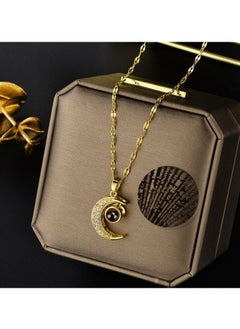 Kenzs 18K Gold Moon Black Onyx Gemstone Necklace