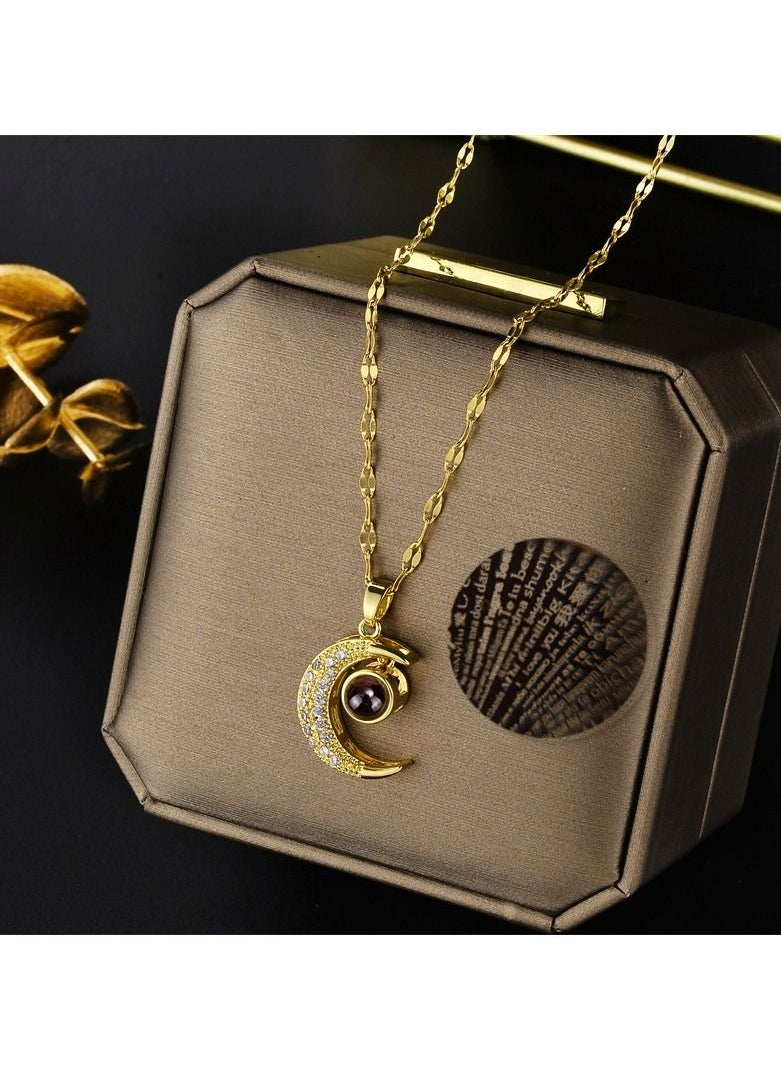 Kenzs - Kenzs 18K Gold Moon Black Onyx Gemstone Necklace - Image 1