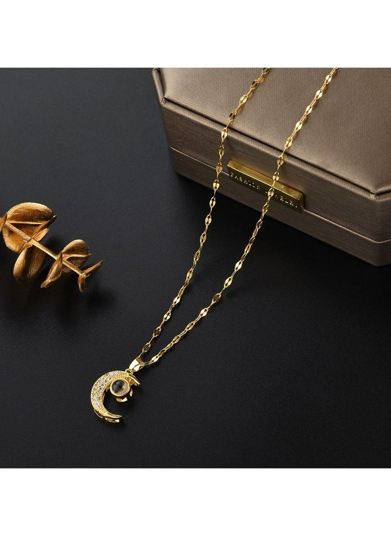 Kenzs - Kenzs 18K Gold Moon Black Onyx Gemstone Necklace - Image 1