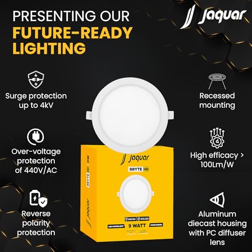 Jaquar 9W Bryte Slim Downlight Natural White with Aluminum Housing—Built-in Driver | High Lumens | Slim Design | 2-Year Warranty | Easy and Quick Installation | Pack of 1 - Image 3