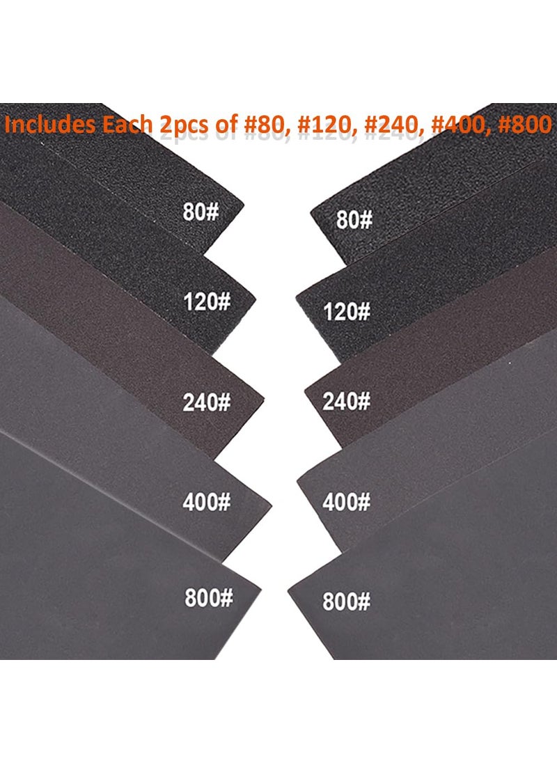 Harden Harden 10 Sheets Abrasive Silicon Carbide Sand Paper WetDry Waterproof 80 120 240 400 800 Grit for Automotive Sanding Metal Polishing Wood 230mmX280mm  - Image 4