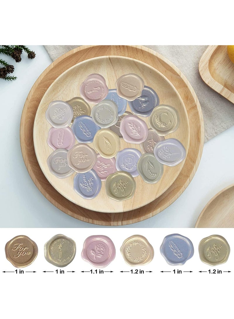 Generic 108 Pcs Wax Seal Stickers With Floral Botanical Design for Wedding Invitations, Self Adhesive Envelope Sealing, Birthday, Scrapbooking - Pre-Made Embossed Wax Stamp  - Image 3