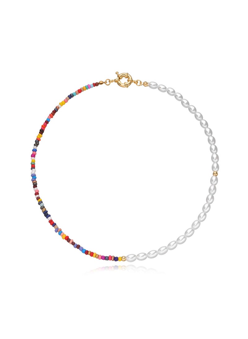 Zikra Bead Pearl Choker Necklace for Women Girl Teen Men Handmade Colorful Seed Beaded Boho Choker Y2K Jewelry - Image 1