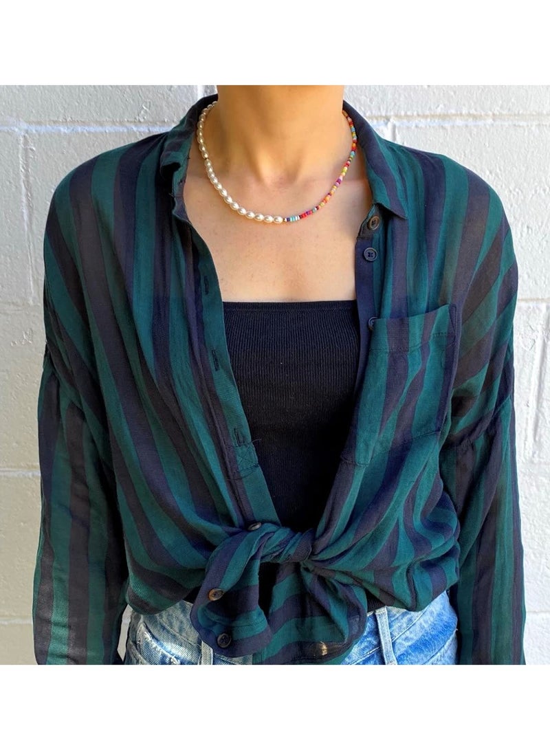 Zikra Bead Pearl Choker Necklace for Women Girl Teen Men Handmade Colorful Seed Beaded Boho Choker Y2K Jewelry - Image 4