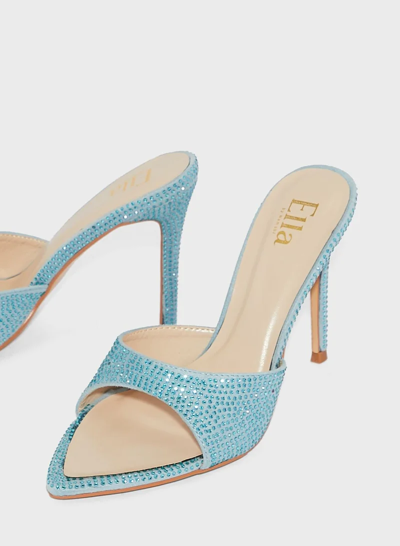 Ella Limited Edition Diamante Pointed Toe Sandal Black