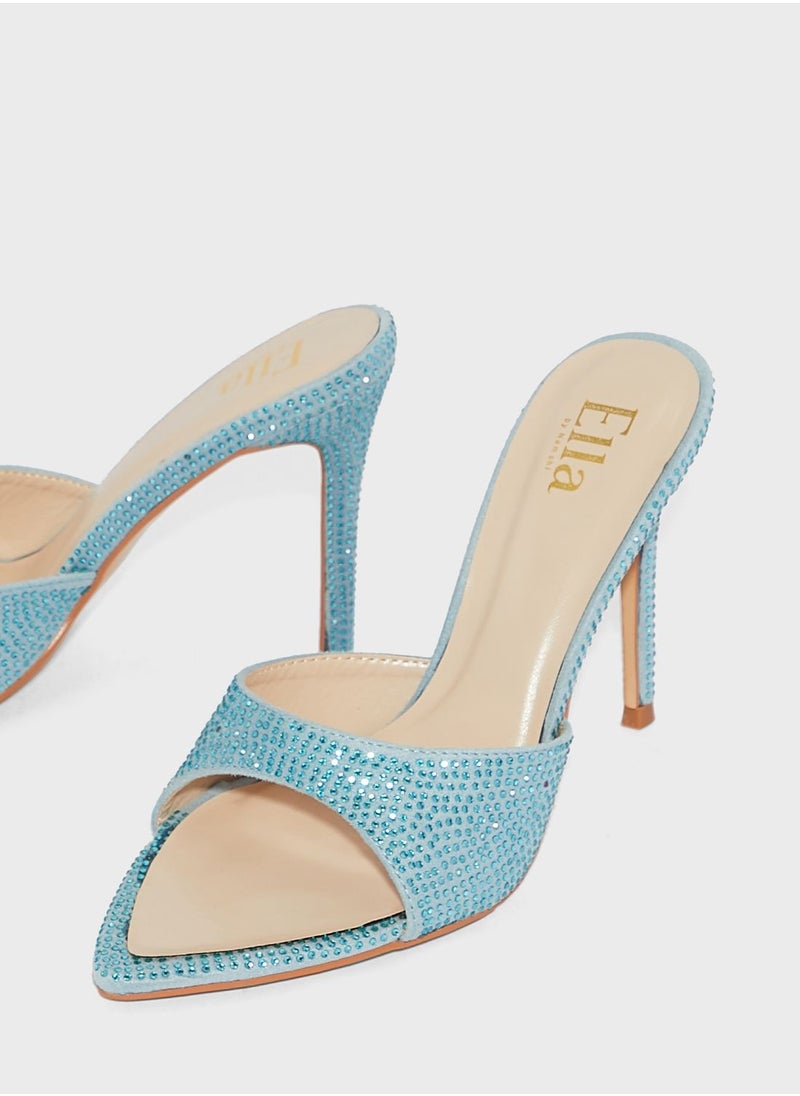 Ella Limited Edition - صندل مدبب من الألماس باللون الأسود - Image 1