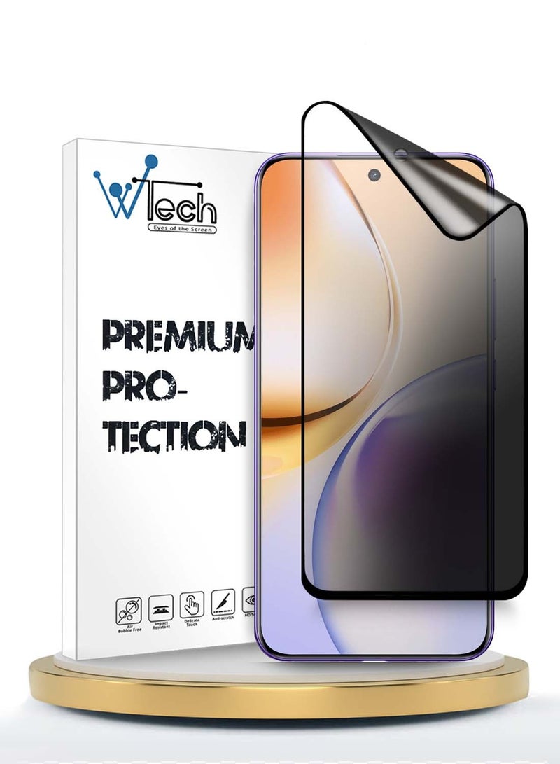 Wtech Realme 14 Pro+ / Realme 14 Pro Plus 5G 2025 Premium Nano Ceramic Privacy Full Glue Full Cover Matte Flexible Screen Protector (MSCNMP) - Clear/Black - Image 1