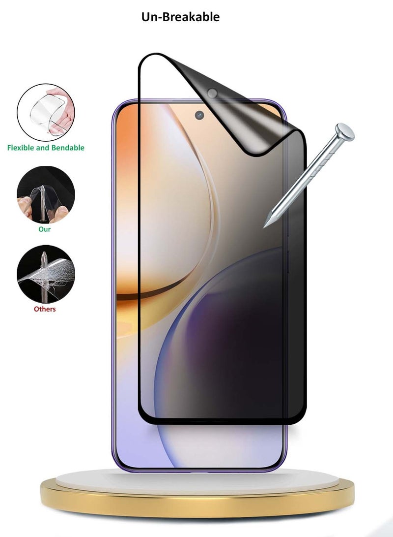 Wtech Realme 14 Pro+ / Realme 14 Pro Plus 5G 2025 Premium Nano Ceramic Privacy Full Glue Full Cover Matte Flexible Screen Protector (MSCNMP) - Clear/Black - Image 3