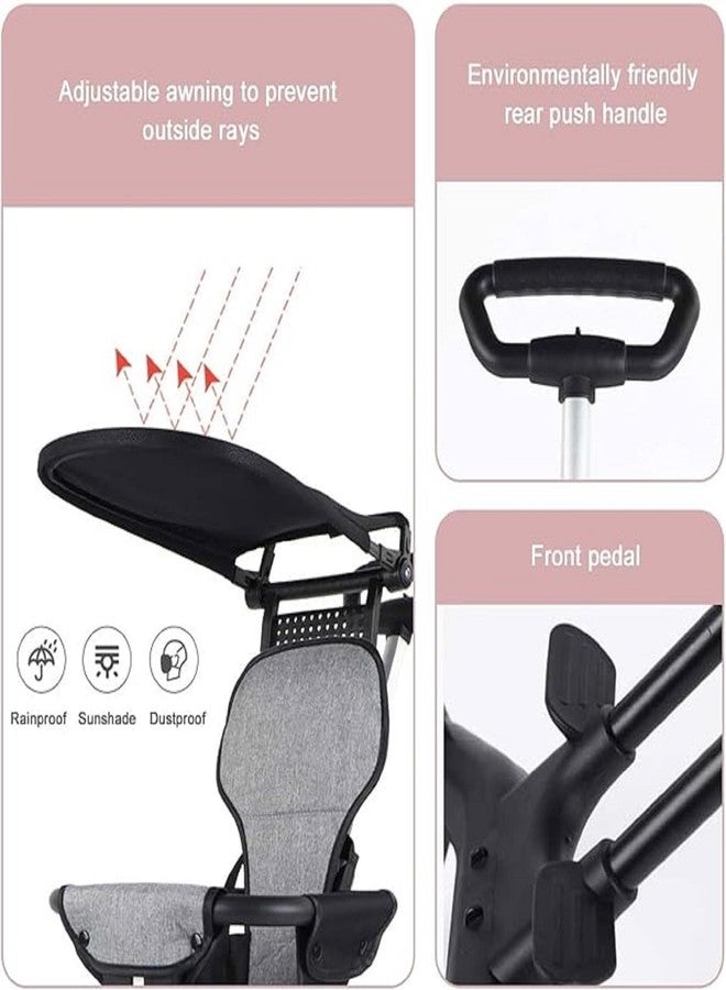 ABTER Baby Stroller Tricycle with Canopy and Push Handle, Foldable Design, Four Wheel Frame with Rear Double Brake and Safety Bar 3 in 1 - Image 4