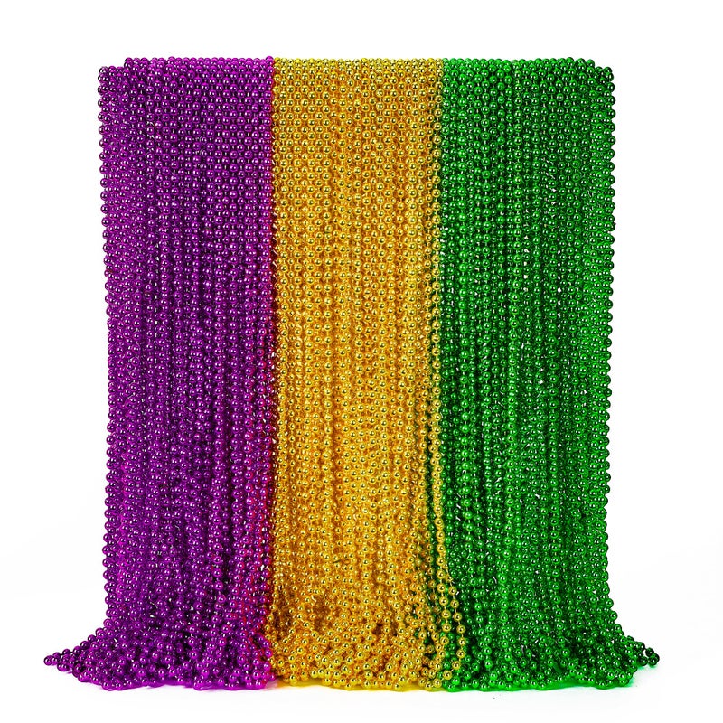 EOBOH 72PCS Mardi Gras Beads Throws Mardi Gras Green Purple Gold Metallic Beads Necklaces Accessories Bulk Mardi Gras Beads Necklace Costumes for Parade Throws Party Decorations Favor Supplies - Image 3