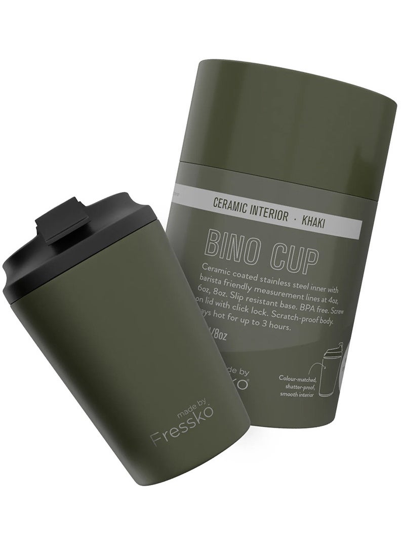 made by Fressko Khaki Ceramic Interior Reusable Cup 12oz  - Image 1