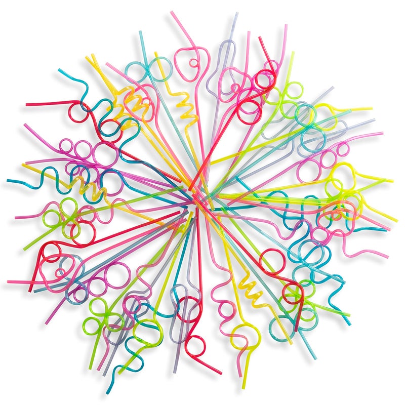 Tigerdoe Tigerdoe Crazy Straws  50 Pcs  Funny Party Supplies  Twirly Loop Straws  Party Favors