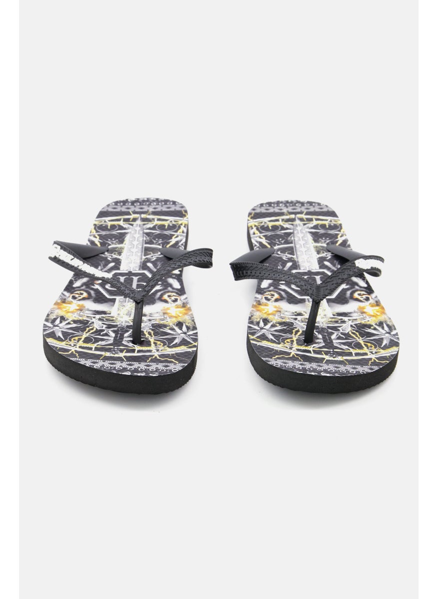 PHILIPP PLEIN Men All Over Print Slip On Slipper, Black  - Image 3
