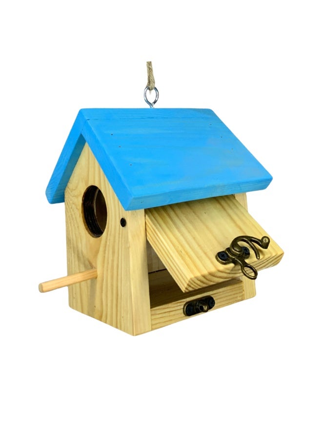 بيت عصافير خشبي بأبواب قابلة للفتح - لون أزرق فاتح من Pet's Home - Image 1