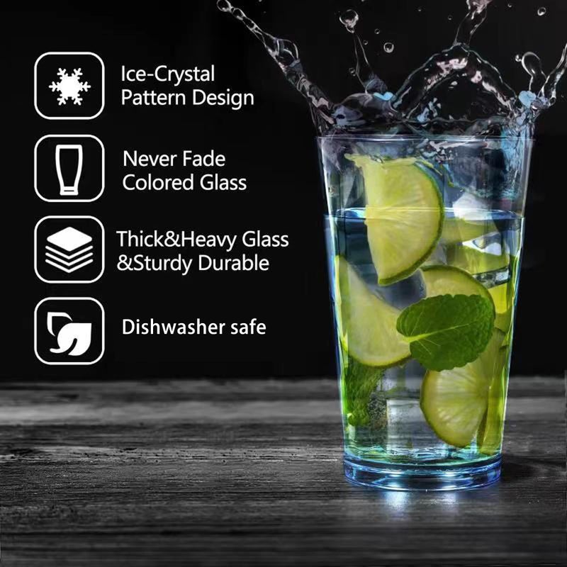 JGIRL Unbreakable Plastic Drinking Glasses [Set of 6] Shatterproof Tumblers, Reusable Glass Cups, Dishwasher Safe (16 Ounces) - Image 3