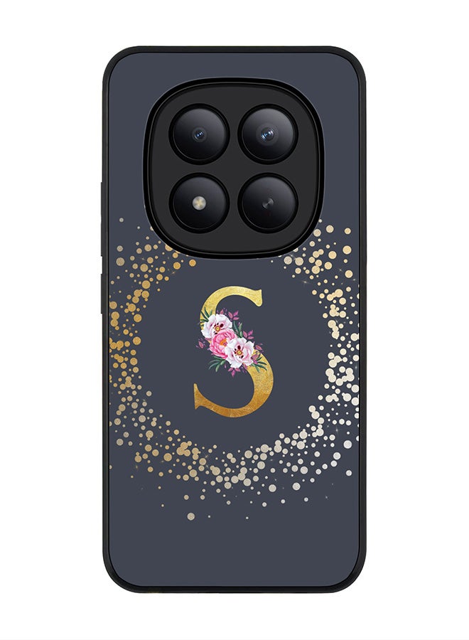 For Xiaomi Redmi Note 15 Pro+ / Poco M8 Pro Case,Slim fit Camera Protection, Shockproof Thin Phone cover  - Custom Monogram Floral - S  (Grey )