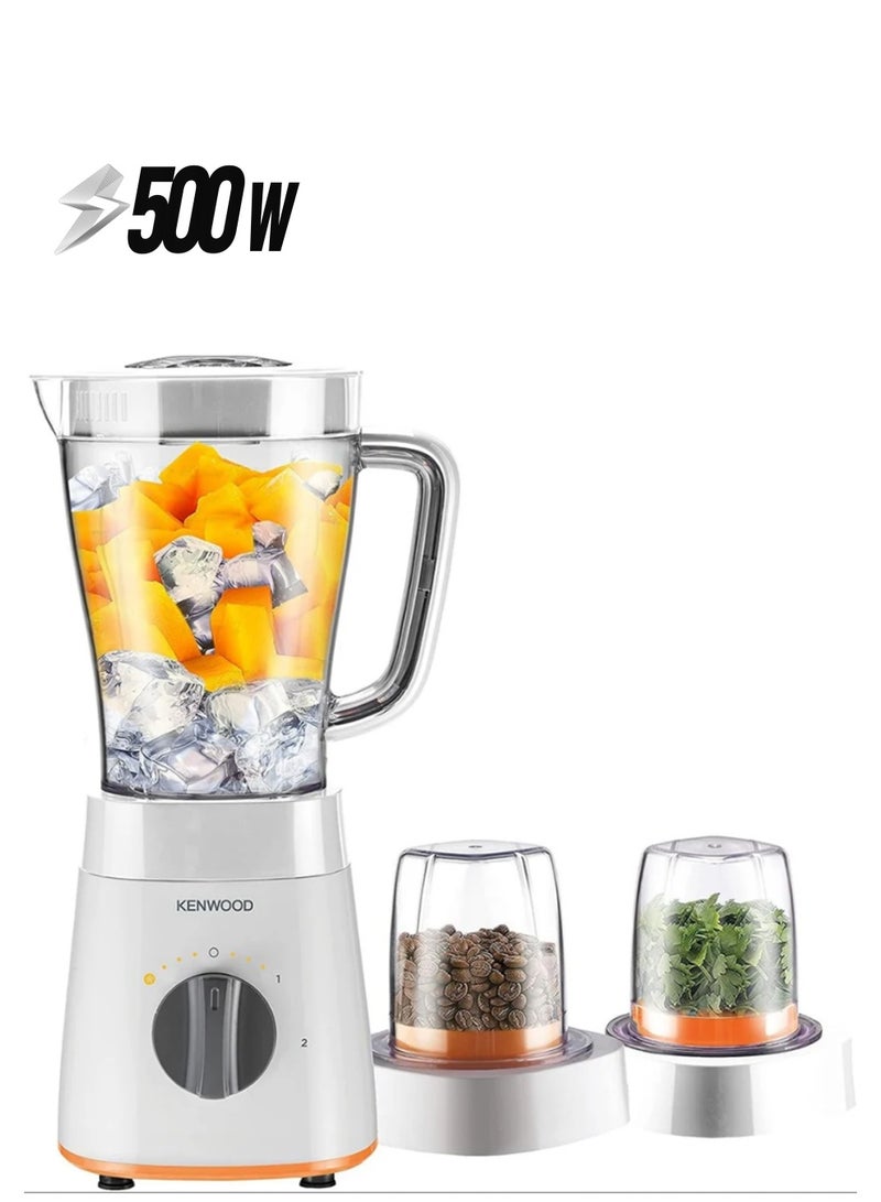 Blender With Mill Attachment, Efficient Motor, Includes Spice and Nut Grinder, Sleek Design 500 W BLP16.360WH White