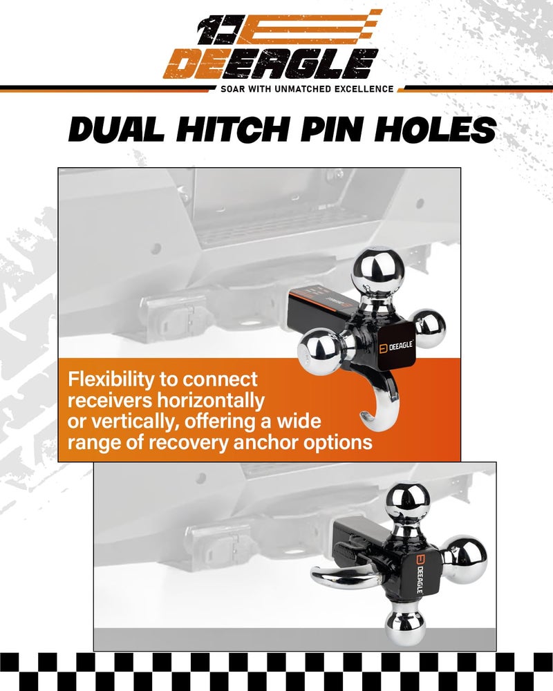 DEEAGLE 3 Ball Hitch with Hook, Tri Ball Hitch, 1-7/8", 2" and 2-5/16" Ball, Fit 2â€ Hitch Receiver, Heavy Duty Tow Hitch - Image 4