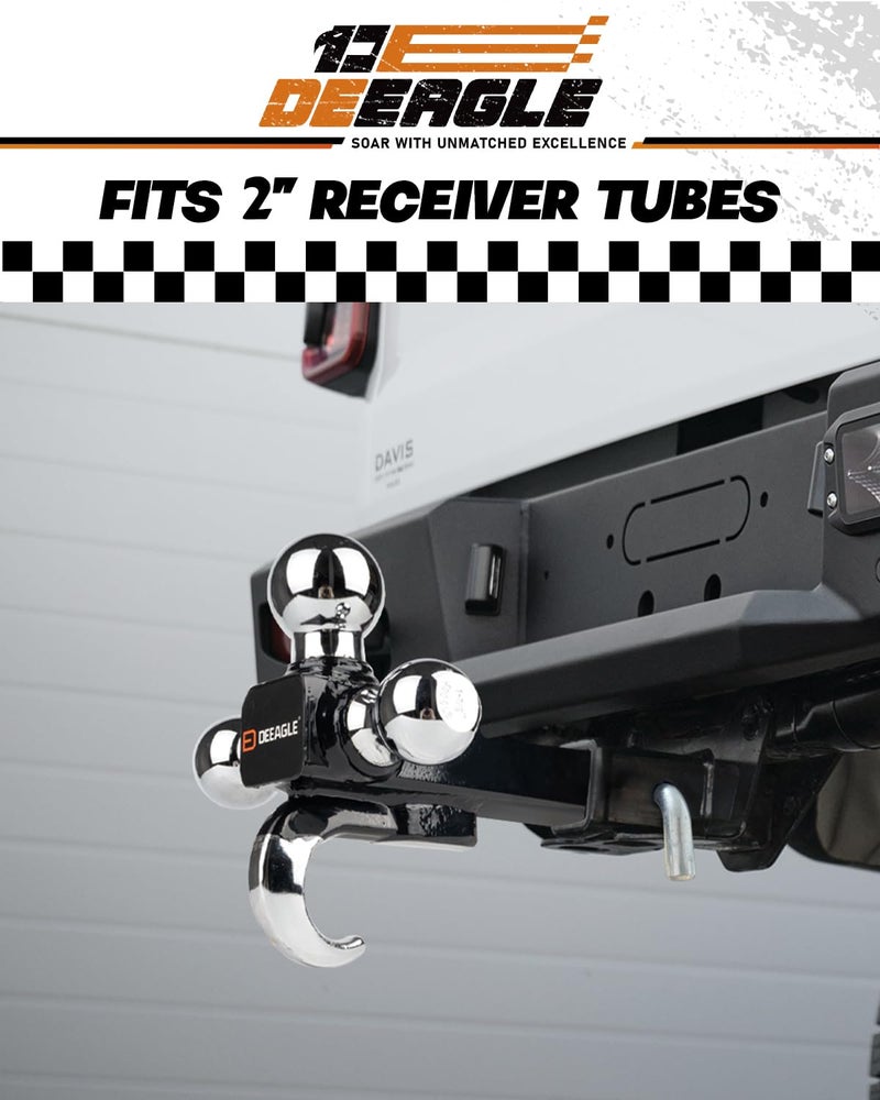 DEEAGLE 3 Ball Hitch with Hook, Tri Ball Hitch, 1-7/8", 2" and 2-5/16" Ball, Fit 2â€ Hitch Receiver, Heavy Duty Tow Hitch - Image 5