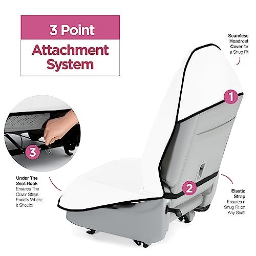 lebogner Waterproof Sweating Car Seat Cover for Post Gym Workout, Running, Swimming, Beach and Hiking, Universal Fit Anti-Slip Bucket Seat Protector for Cars, SUVs and Trucks, Machine Washable, White - Image 2
