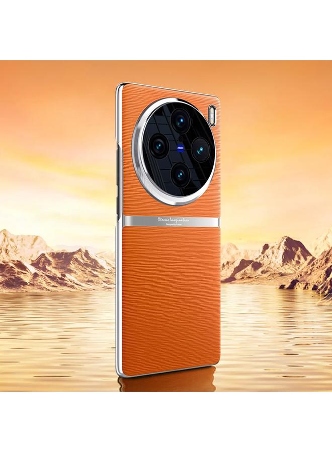 The Bros Case For vivo X100 Pro Electroplating Plain-leather All-inclusive Shockproof Phone Case