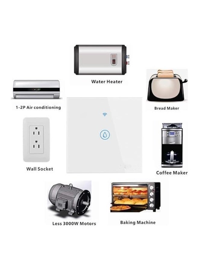 MOES Smart Life WiFi Touch Boiler Switch – 1 Gang (White) | 20A High-Power Water Heater Switch, Tempered Glass Panel, Neutral Wire Required, WiFi & Bluetooth Control - Image 3