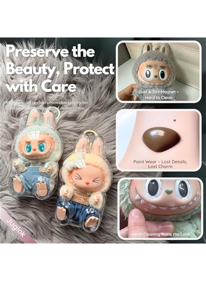 Transparent Keychain Protector for Labubu Plush Figures - Clear Display Case for Pop Mart Monster Series, Collectors' Storage Bag (Standing)  - Image 5
