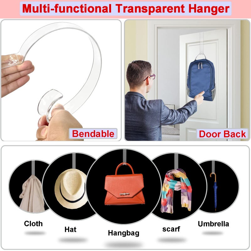 Biorshar Wreath Hanger,12” Clear Wreath Hooks for Front Door,2 Pack Over the Door Easter Christmas Decoration Hangers Fall Halloween Wreaths holder,Non Scratch Wreath Hangers for Front Door Décor Welcome Sign - Image 2