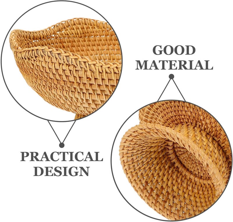 DOITOOL وعاء فواكه دويدول من الخوص مع قاعدة مزخرفة، وعاء دائري للزينة لمركز الطاولة، 10 بوصة - Image 5