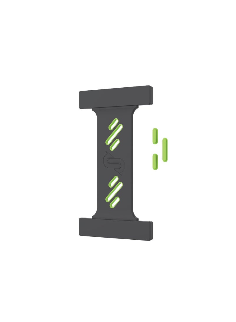 حزام قبضة الهاتف من سلسلة Remson Mag-X المصنوع من السيليكون مع أزرار قابلة للفصل (أسود/أخضر نيون)