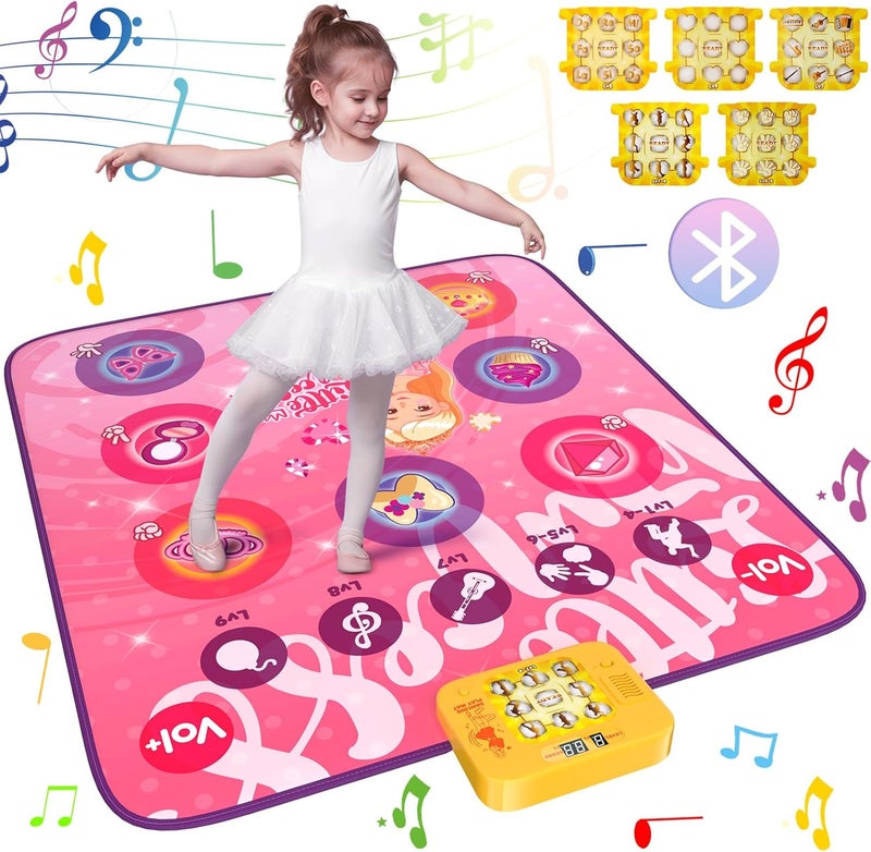 Dance Mat for Children from 3 4 5 6 7 8 Years Gift Girls Toy Girls Dance Mat Contains 5 Game Mode Cards Integrated Music LED Display Bluetooth Christmas Birthday Gift - Image 1