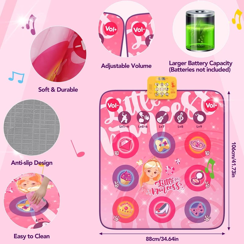 Dance Mat for Children from 3 4 5 6 7 8 Years Gift Girls Toy Girls Dance Mat Contains 5 Game Mode Cards Integrated Music LED Display Bluetooth Christmas Birthday Gift - Image 5