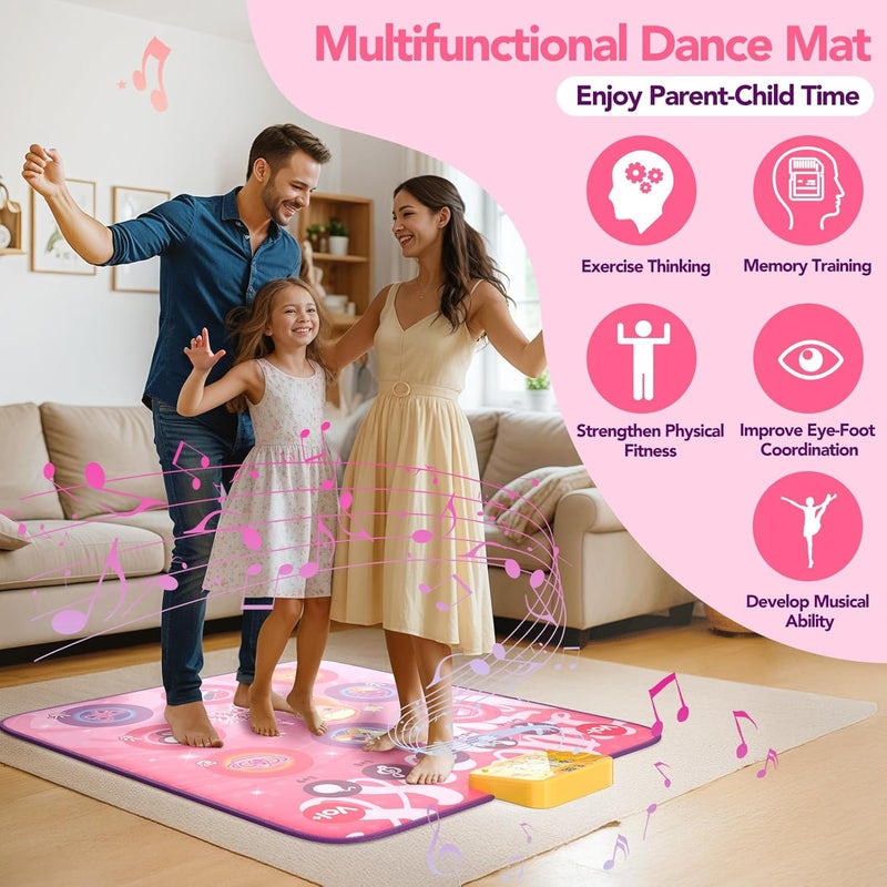 Dance Mat for Children from 3 4 5 6 7 8 Years Gift Girls Toy Girls Dance Mat Contains 5 Game Mode Cards Integrated Music LED Display Bluetooth Christmas Birthday Gift - Image 4