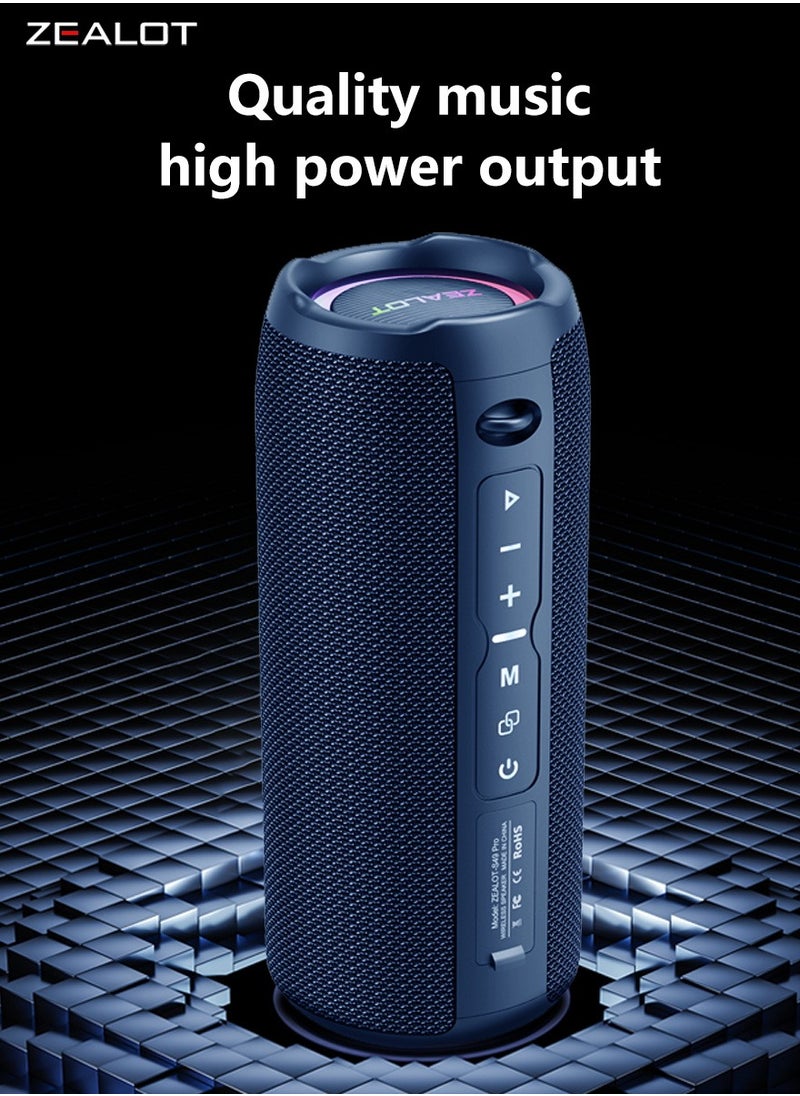 Zealot ZEALOT S49 Pro 20W Bluetooth Speaker, Portable for Outdoor Subwoofer, Dual Pairing Wireless/  USB/TF Card/ 3.5mm AUX, Loud Stereo Booming Bass Boombox, Waterproof IPX5 3000mAh Battery 12 Hours Playtime  - Image 5