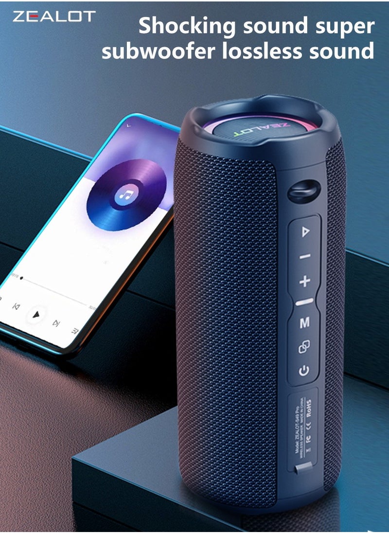 Zealot ZEALOT S49 Pro 20W Bluetooth Speaker, Portable for Outdoor Subwoofer, Dual Pairing Wireless/  USB/TF Card/ 3.5mm AUX, Loud Stereo Booming Bass Boombox, Waterproof IPX5 3000mAh Battery 12 Hours Playtime  - Image 3