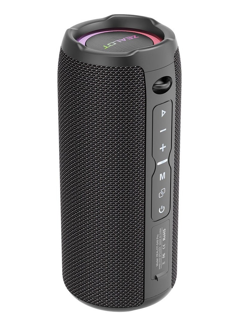 زيلوت سماعة ZEALOT S49 Pro بلوتوث 40 واط، محمولة للاستخدام الخارجي مع مضخم صوت (ساب ووفر)، تدعم الاقتران المزدوج لاسلكيًا / منفذ USB / بطاقة TF / مدخل AUX 3.5 مم، صوت ستيريو عالي مع باس قوي، مقاومة للماء بمعيار IPX7، بطارية سعة 3000 مللي أمبير تتيح تشغيلًا مستمرًا حتى 12 ساعة. - Image 3