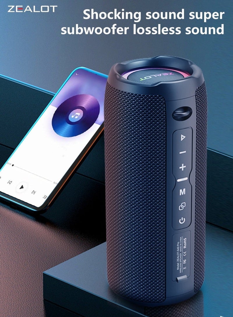 زيلوت سماعة بلوتوث ZEALOT S49 Pro بقوة 40 وات مقاومة للماء IPX7 صوت ستيريو قوي وباس عميق بطارية 3000 مل أمبير تدوم 12 ساعة دعم توصيل TWS منفذ USB وTF ومدخل 3.5 مم - Image 5